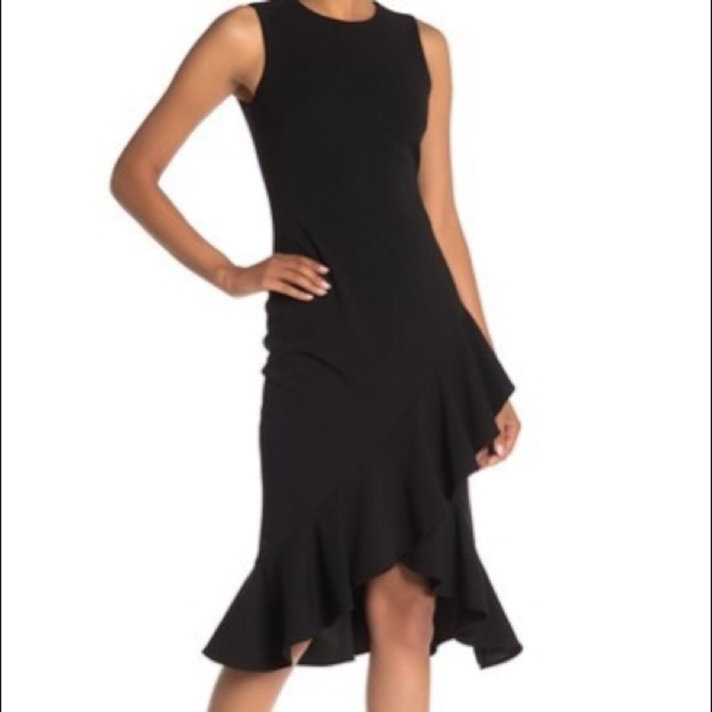Calvin KleinSleeveless Ruffled High/Low Midi Dress